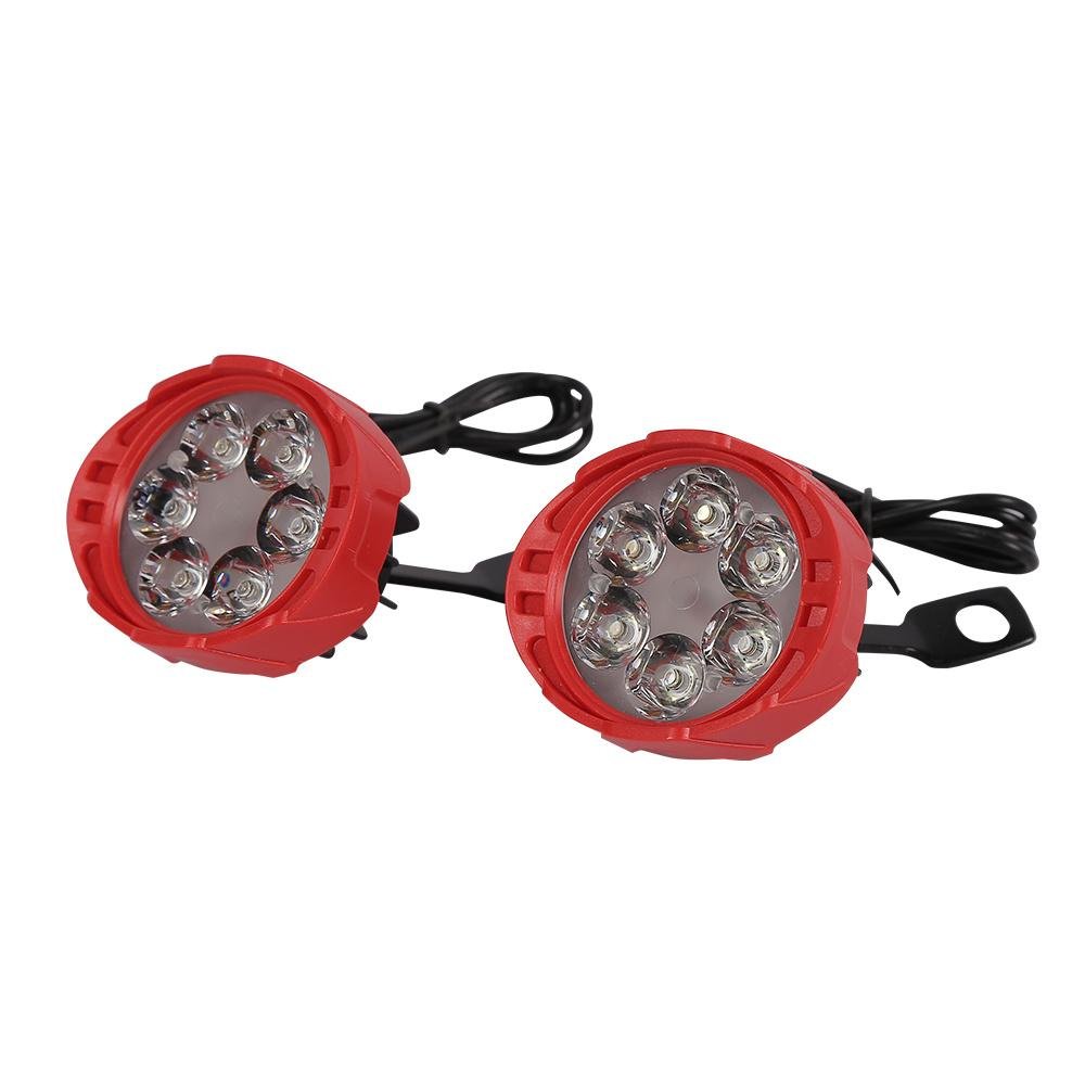 طقم مصابيح مكون من قطعتين، 6 مصابيح LED قوية للسيارات والدراجات النارية والسكوترات - 12 فولت 18 واط 7000 كلفن