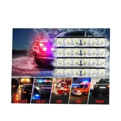 مجموعة مصابيح LED فلاش 8 قطع مع 6 لمبات، ريموت اتحادي