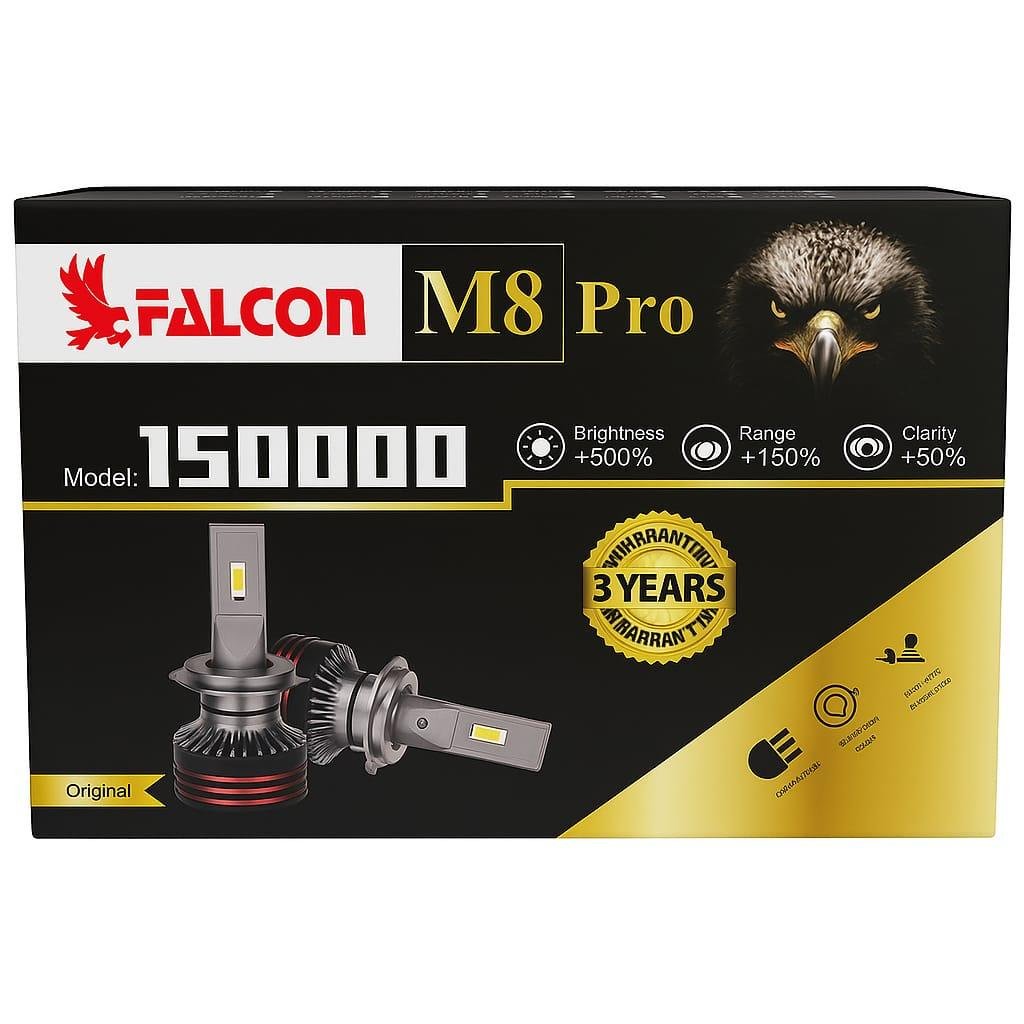Falcon LED Car Headlight Bulbs Kit H4 M8 PRO 5500LM 60W 500% Brightness