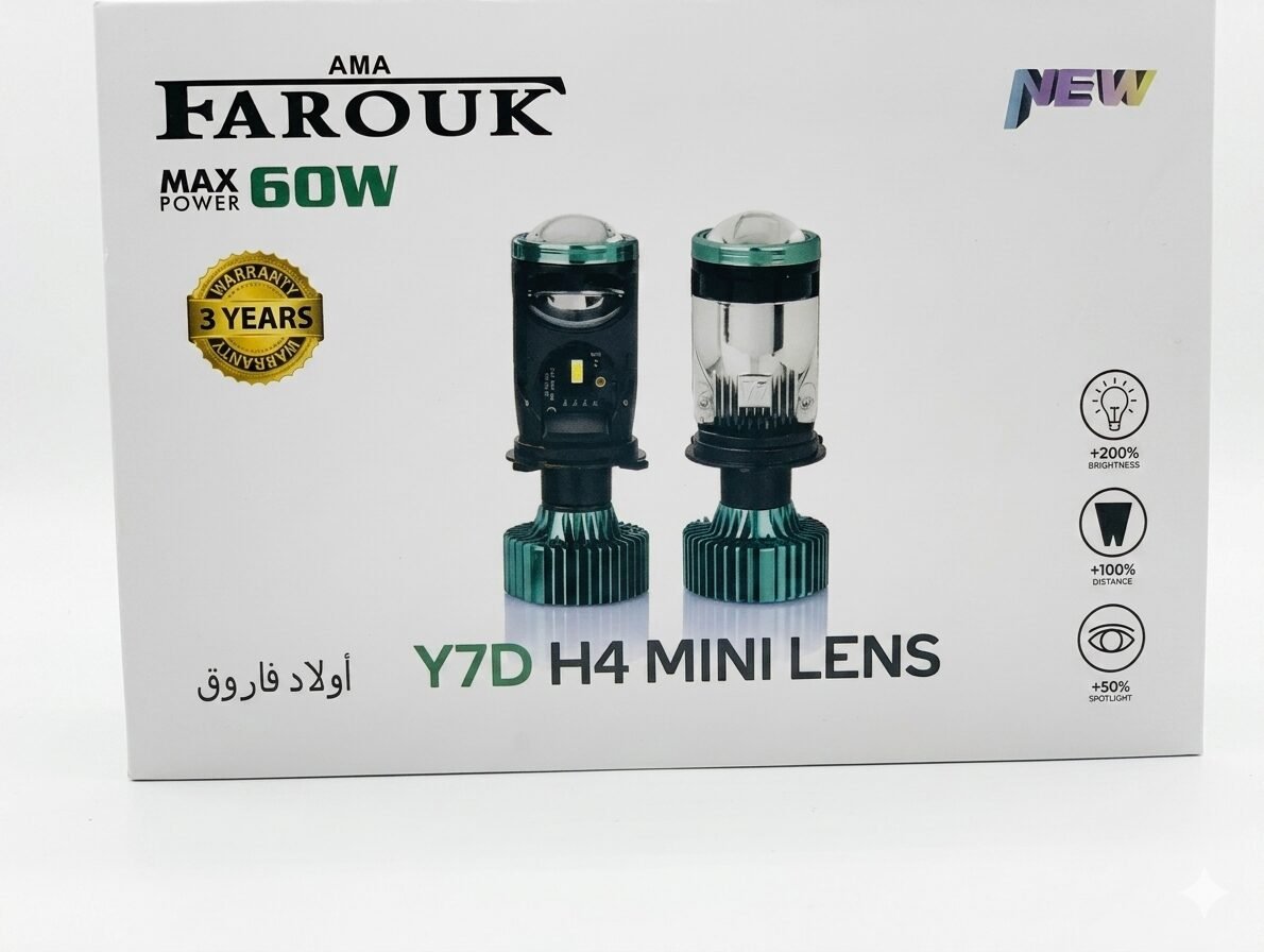 مصابيح أمامية LED Y7D H4، 5000 لومن، طقم مصابيح أمامية LED، أبيض، بمعيار IP65، عبوة من قطعتين (H4)