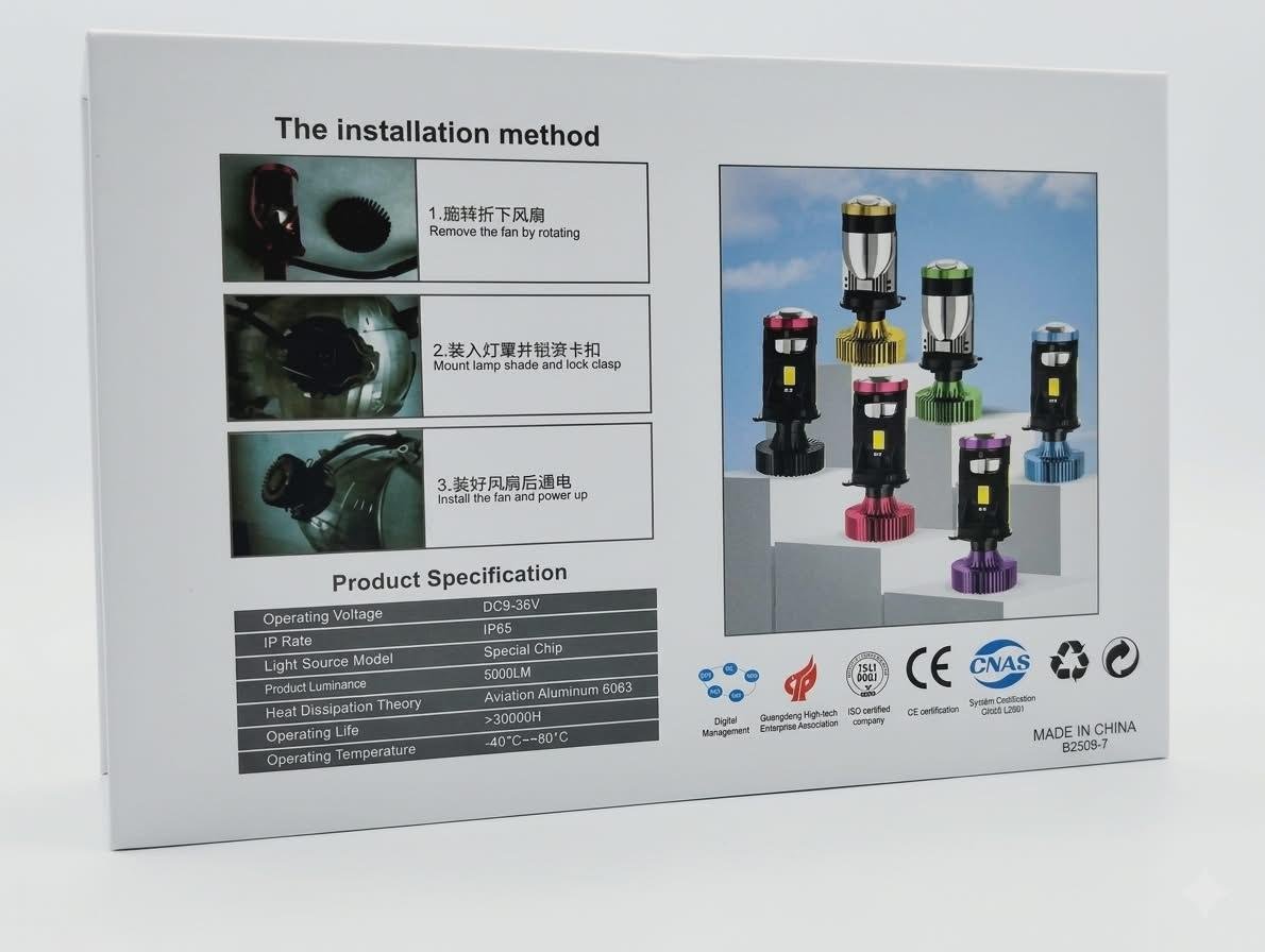 مصابيح أمامية LED Y7D H4، 5000 لومن، طقم مصابيح أمامية LED، أبيض، بمعيار IP65، عبوة من قطعتين (H4) - الصورة 2