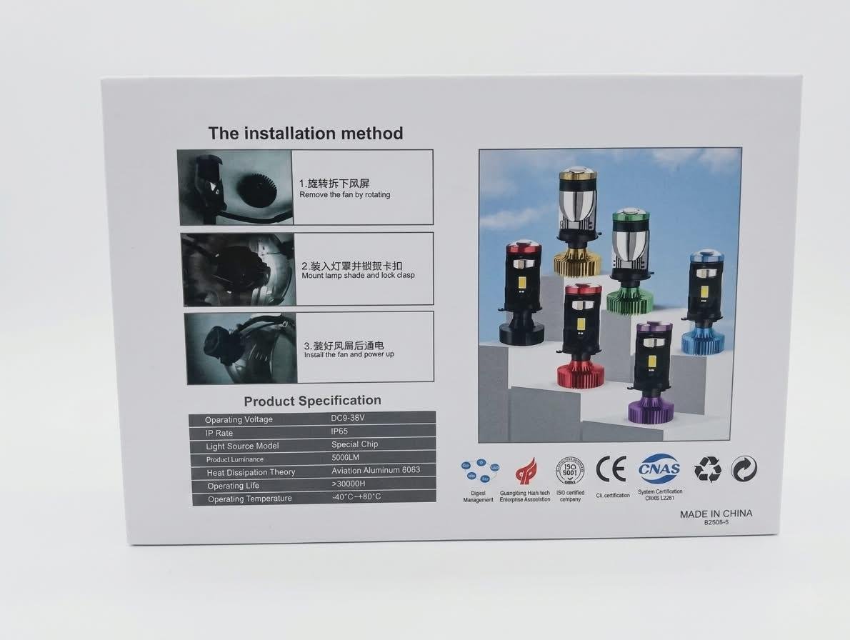 مصابيح أمامية LED Y7D H4 ، واط 5000 لومن، طقم مصابيح أمامية LED، أبيض،بمعيار IP65 ، عبوة من قطعتين (H4) - الصورة 2