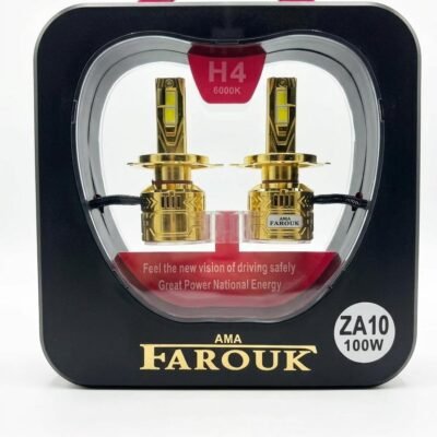 مصابيح أمامية للسيارة بتقنية LED من نوع H4، 6000 كلفن – 100 واط – لمبة ZA10 LED H4، فائقة السطوع
