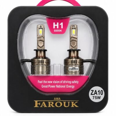 مصابيح أمامية للسيارة بتقنية LED من نوع H1، 6000 كلفن – 75 واط – لمبة ZA10 LED H1، فائقة السطوع