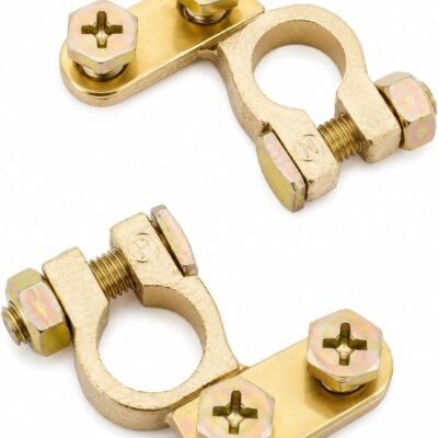 مشابك طرفية نحاسية لبطاريات السيارات والشاحنات والقوارب؛ زوج، يتم اختيار اللون عشوائياً.