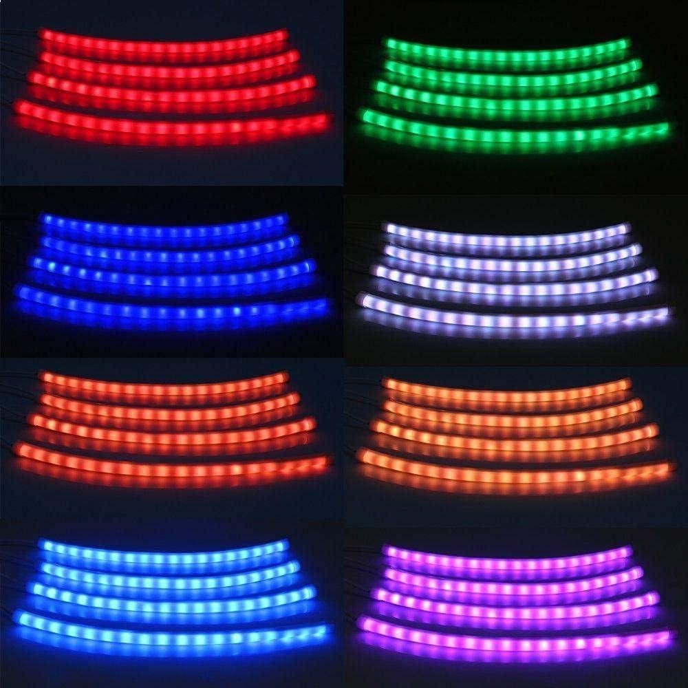 مصابيح LED عامة للسيارة مع جهاز تحكم عن بعد. شريط إضاءة LED للسيارة، 48 مصباح LED، إضاءة نيون متعددة الألوان 12 فولت، طقم إضاءة أسفل لوحة القيادة، متوافق مع جميع موديلات السيارات. يتم اختيار اللون عشوائيًا عن طريق جهاز التحكم عن بعد. - الصورة 3