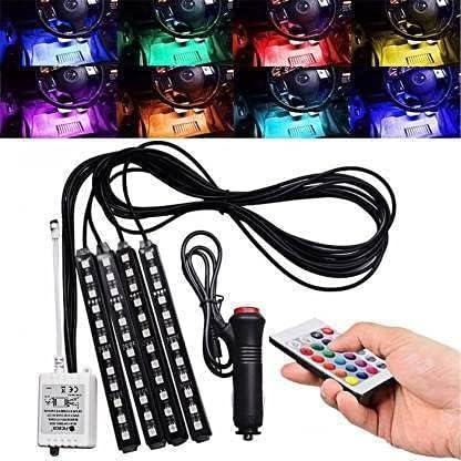 مصابيح LED عامة للسيارة مع جهاز تحكم عن بعد. شريط إضاءة LED للسيارة، 48 مصباح LED، إضاءة نيون متعددة الألوان 12 فولت، طقم إضاءة أسفل لوحة القيادة، متوافق مع جميع موديلات السيارات. يتم اختيار اللون عشوائيًا عن طريق جهاز التحكم عن بعد. - الصورة 7