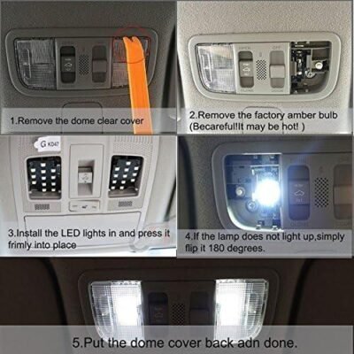 مصابيح LED للسيارة، مصابيح LED داخلية، مصابيح LED للسيارة T10، 5 مصابيح LED SMD بيضاء، قطعتان