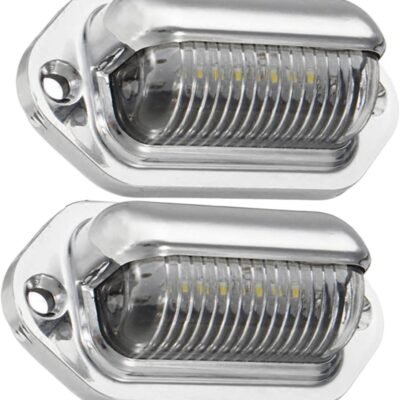 طقم مصابيح LED للوحة ترخيص السيارة مكون من 4 قطع (ضوء أبيض) – مصباح لوحة ترخيص بـ 6 مصابيح LED – إضاءة سيارات متعدد الألوان